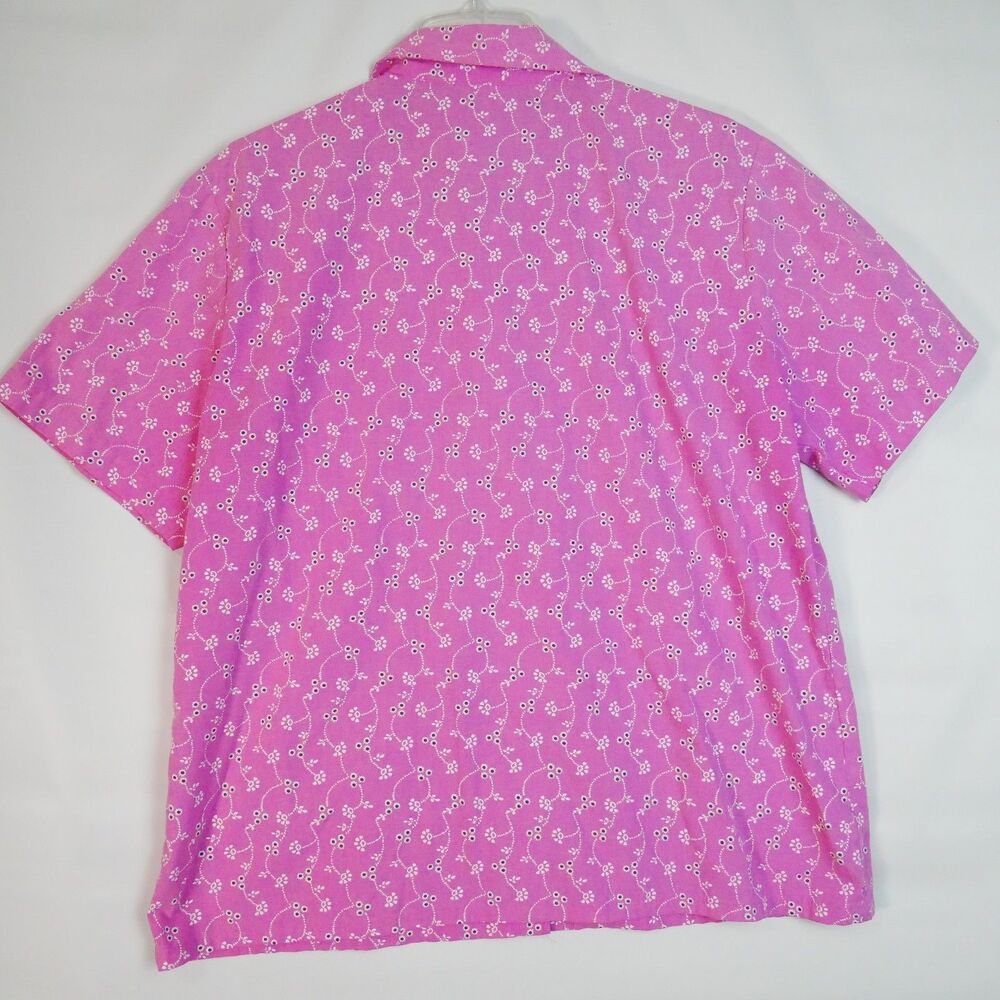 Boca Bay Womens Size L  Blouse Snap Button Pink Floral Short Sleeve - Picture 7 of 13
